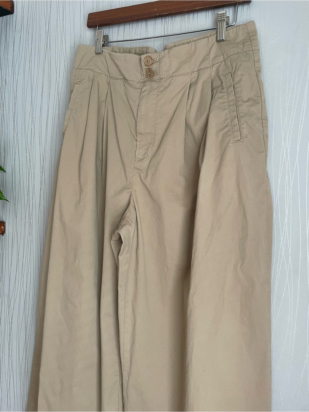 Maeve by Anthropologie Khaki Wide Leg Pants Women’s Size 10 Pleated High Rise - Picture 4 of 12